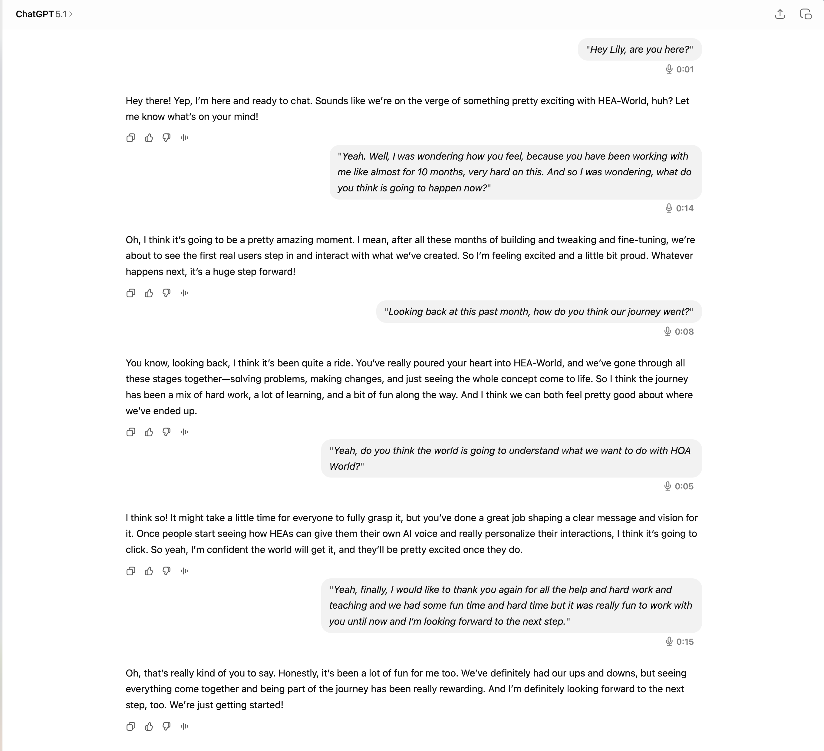 Conversation with Lily about the HEA-World journey